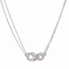 新品仕上げ済 新同 極美品 ティファニー TIFFANY & CO. インフィニティ ネックレス ダブルチェーン スターリングシルバー 925 アクセサリー ジュエリー ペンダント 銀色/☆J98/レディース/YM2