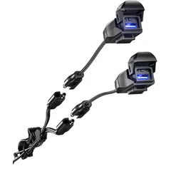 Kaedear(カエディア) バイク USB電源 防水 バイク専用 USB スマホ 充電 USBポート SAE DC 12V ヒューズ 電源スイッチ. イルミネーション 蓋連動スイッチ アダプター一体構造 SAEコネクター 夜間視認性 整備性良し 超急速充電5