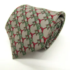 ロベルタ・ディ・カメリーノ ブランドネクタイ チェック柄 格子柄 パネル柄 シルク PO メンズ グレー Roberta di Camerino 【中古】