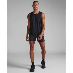 2XU ツータイムズユー メンズ エアロタンク タンクトップ ランニングシャツ ノースリーブ 通気性 軽量 反射性ロゴ MR6676A BLK/SRF ブラック