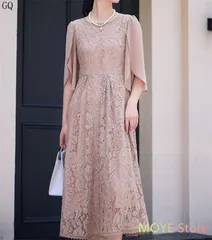 パーティードレス ロングワンピース 結婚式 ワンピース ミモレ丈 大きいサイズ フォーマル レース フレア ドレス マキシ きれいめ 楽チン ゆったり レディース zzr0217722cbce