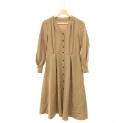ANAYI アナイ  長袖ワンピース サイズ:38  ベージュ ウール100％ レディース ロング丈 フレア　Vネック シャツワンピ　241011010991