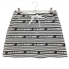 ジャックバニー スカート 白×黒 ボーダー ロゴ 総柄 ウエスト紐 ストレッチ レディース 1(M) ゴルフウェア Jack Bunny