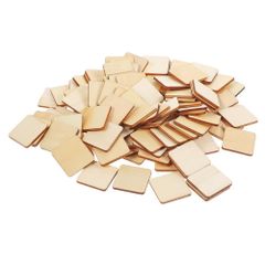 【特価商品】木製 DIY 正方形 ピース 正方形 切り抜き 木材 子供用 木材 未完成 クラフト 3Cm ドア 100個 ハンガー クラフト用、 ブランク サイン ミニ 絵画 OSALADI