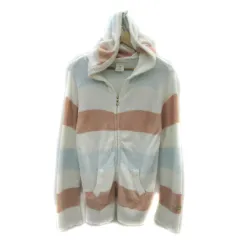 ジェラートピケ gelato pique ルームウェア ジャケット パーカー ミドル丈 ジップアップ ボーダー柄 ロゴ刺繍 F マルチカラー 白 ホワイト /YS18