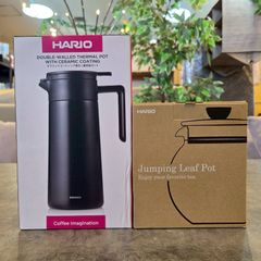 【新品未使用品】HARIO ハリオ ポット2種まとめて セラミックコーティング真空二重保温ポット ステンレス製卓上まほうびん ジャンピングリーフポットS　◇