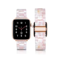 【新品】 [AriRi] アップルウォッチ バンド べっ甲 38mm 40mm 41mm 42mm 44mm 45mm アップルウォッチ 7 6 5 4 3 2 全機種 全サイズ対応 (38mm/40mm/41mm, ピンクフラワー) 0