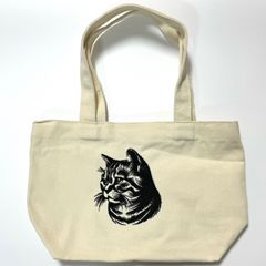 猫の刺しゅうトートバッグ（小）-トラ猫・キジトラ-