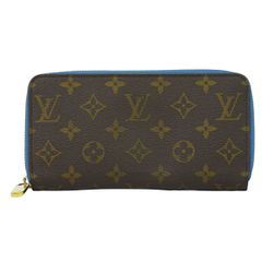 本物 ルイヴィトン LOUIS VUITTON LV ジッピーウォレット モノグラム ラウンドファスナー 長財布 ブラウン ブルー M63894 ビトン 中古 【フォロー割】