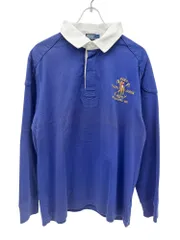 POLORALPH LAUREN (ポロラルフローレン) 長袖 ラガーシャツ ミドルポニー ロゴ刺繍 バックナンバー8 ボーイズ M (12/14) ブルー キッズ/028