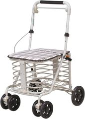 座れる シルバーカー SGマーク 安全基準適合品 腰かけ 付き カート ハンドブレーキ 高さ3段階 調節 大容量 カゴ おしゃれ コンパクト 折りたたみ 6輪 反射 テープ シニア 手押し車 高齢者 用 買い物 カート 丈夫