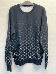 中古美品 LOUIS VUITTON ルイヴィトン グラデーションモノグラム ニットトレーナー メンズ ブラック RM202 USO HJN87W サイズXL 質屋出品