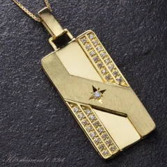18金 ネックレス メンズ ドッグタグ ネックレス K18 ゴールド ダイヤモンド メンズ 男性用 日本製 鑑別書付き 刻印入り