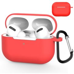 【数量限定】For Airpods JXRICH pro2 用 ケース AirPods Pro 2シリコン素材 ケース 用 カバー 落下防止 キズ防止 AirPods Pro2 保護カバー LEDライトが見える 装着充電可能 全面保護 カラビナ付き(レッド)