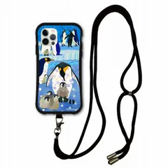 [iPhoneXR(テンアール)] スマホショルダー付 iPhone14 i-coronケース アイフォン15 14 Plus 13 Mini 12 11 スマホケース カバー ショルダーストラップ 肩掛け 斜め掛け アニマル柄 ペンギン親子 水玉
