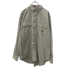 Bugle Boy Company 長袖 無地シャツ XL ベージュ ボタンダウン ボタン 胸ポケット コットン100% シンプルシャツ 刺繍ロゴ 春物 a710-6084