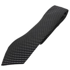 【中古】GIORGIO ARMANI ジョルジオアルマーニ ネクタイ 360254 1A921 ストライプ レジメンタル 黒×シルバー ブラック シルク100％ A2300104  【無料ギフトラッピング承ります】G.ARMANI_ネクタイ/ブラックストライプ