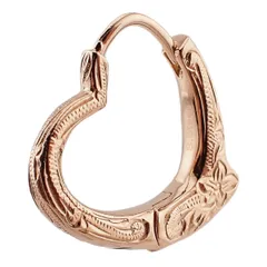 ピンクゴールド(片耳用) [Piena(ピエナ)]サージカルステンレス316L製 片耳用 1個売り ふっくら オープンハート ハワイアンジュエリー フープピアス レディース ピンクゴールド(片耳用)