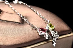 シルバー925 トルマリン 4x3.5mm リボン ペンダントネックレス 1個売り パワーストーン 天然石 _PRG2164