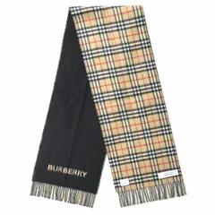 極美品 バーバリー ロンドン イングランド BURBERRY LONDON ENGLAND カシミヤ チェック リバーシブル フリンジ マフラー ロゴ 近年モデル 8063870 サイズ168×30cm アーカイブベージュ メンズ レディース ユニセックスのサムネイル