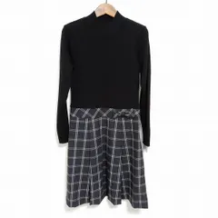 #wnc ギャラリービスコンティ GALLERY VISCONTI ワンピース 2 黒 グレー チェック ニット 切替 新品同様 タグ付き レディース [885273]