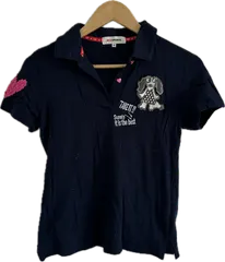 RE218 【美品】M・U SPORTSエムユースポーツ　半袖ポロシャツトップス　ネイビー　レディース　40サイズ