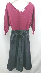 ◇ ROPE PICNIC Vネック 切替 ウエストゴム 長袖 ロング ワンピース サイズ38 ワインレッド/ブラック レディース E  【1303020030804】