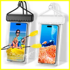 【大特価】iPhone/Android タッチ快適 水泳など適用 釣り 海水浴 山登り お風呂 ケース 防水 7.2インチ以下全機種対応(ブラック+ホワイト) 水中撮影 高透過率 ID認証対応 指紋認証/Face IPX8完全防水 2枚セット】 & 【新登場