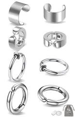 GOKEI ピアス フェイクピアス ノンホールピアス イヤーカフ フープピアス リングピアス ステンレス製 メンズ レディース 両耳 フープイヤリング 軟骨ピアス シンプル イヤリング 男女兼用 ジュエリー アクセサリー