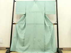 平和屋着物＊夏物　無地絵羽訪問着　絽　スワトウ刺繍　地紙花文　青竹色　正絹　逸品　BAAT1290pk