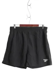 【お得なクーポン配布中!】 90s リーボック ナイロン ショート パンツ メンズ M 古着 オールド ショーツ 短パン 海パン 水陸両用 インナー付き ワンポイント 黒 スイム