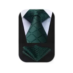 [Enlision] グリーン ネクタイ ポケットチーフ メンズ フォーマル ネクタイ チェック柄 ブランド品 礼服用 ネクタイ 大人用 by