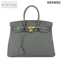 新品同様 エルメス HERMES バーキン35 ハンド バッグ トゴ ヴェールアマンド D刻印 ゴールド 金具 Birkin 35 90241498