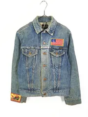 レディース 古着 70s USA製 WRANGLER 蝶 星条旗 ピース ワッペン スタッズ カスタム デニム ジャケット Gジャン S 古着 