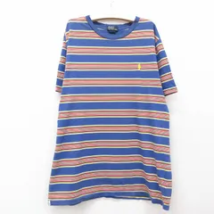 古着 ラルフローレン 半袖 ブランド Tシャツ キッズ ボーイズ 子供服 90s ワンポイントロゴ コットン クルーネック 紺他 ネイビー ボーダー