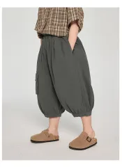 パンツ キッズ 子供服 春秋 ワイド バルーン サルエル パンツ ボトム 7分丈 ウエストゴム ボリューム 男の子 キッズ ゆったりサーカスパンツ ジュニア100 110 120 130cm LYHY490