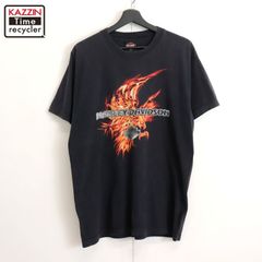 00s HARLEY DAVIDSON ファイヤー イーグル バイカー モーターサイクル 半袖Ｔシャツ メンズ 表記Lサイズ