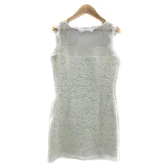 リエンダ rienda ワンピース ミニ丈 ノースリーブ ラウンドネック 花柄 総レース シースルー S 白 ホワイト /YS6