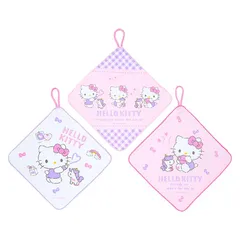 【新品】 サンリオ(SANRIO) ループ付きタオル3枚セット ハローキティ 子供用 抗菌加工 名前スペース付き 保育園 幼稚園 0