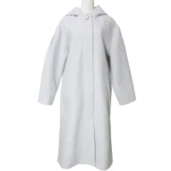 ジルスチュアート JILL STUART 20AW メーガンコート ロング 2way ノーカラー フード ジップアップ メルトン ウール S ライトグレー IBO53 X