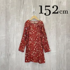 ap2084-10 ZARA Girls ザラ ガールズ KIDSキッズ ワンピース 150 11~12Y 152cm 赤 チェニック 長袖 上品 花柄 薄手 春秋 11~12歳