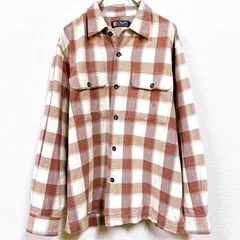 【美品】90s CHAPS RALPH LAUREN チャップス ラルフローレン ブラウン クリーム色 チェック柄 メンズ Ｌ ボタン ミドル丈 長袖 トップス カジュアルシャツ KHｰUｰ241125のサムネイル
