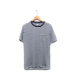 ヘリーハンセン HELLY HANSEN カットソー Tシャツ 半袖 胸ポケット ボーダー M パープル 紫 /KT26のサムネイル