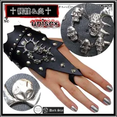 指リング付 ブレスレット ゴシック パンク ファイヤー スカル メンズ レディース 再入荷 /rfe007