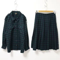 レリアン Leilian セットアップ スカートスーツ シャツ ブラウス スカート プリーツ チェック a908837n