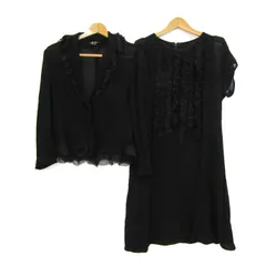 4298 シズカコムロ セットアップ 上下セット ジャケット ワンピース レディース 42サイズ ブラック系 4298 SHIZUKA KOMURO 【中古】