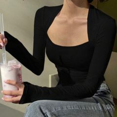 ［色気と上品さを］オフショル デコルテ トップス レディース 春 タイトシャツ 韓国 オフショルショートカットソー オフショル  着やせ 結婚式お呼ばれ 長袖Tシャツ zara emoda agoist CHARLES & KEITH