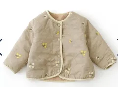 新品　Little s.t. by s.t.closet 　キルト　刺繍　ジャケット　100cm  110cm  120cm 　コート　ベージュ　キルト　女の子　ノーカラー　防寒