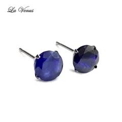 天然 大粒サファイア 6mm 一粒スタッドピアス SUS316 サージカルステンレス 両耳用 金属アレルギー対策 9月誕生石 つけっぱなし