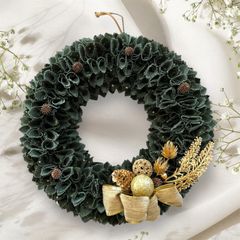 No.679 ファブリックリース | Handcrafted Fabric Wreath 布リース 直径約30cm ウェルカムリース | Premium Welcome Wreath 30cm